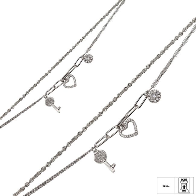 Bratara argint dubla pandantive Charms