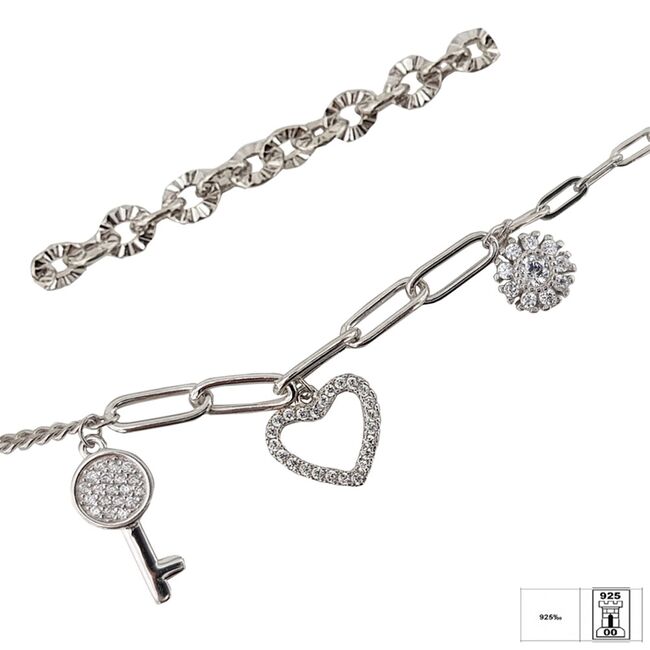 Bratara argint dubla pandantive Charms