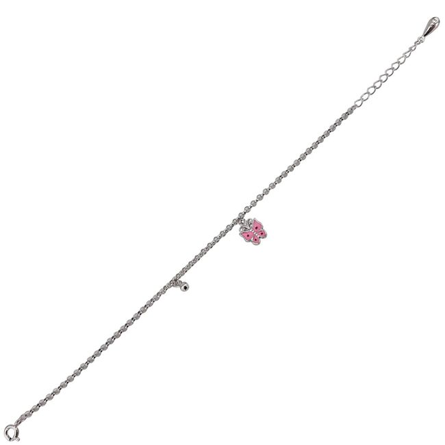 Bratara argint flturas email roz Fly