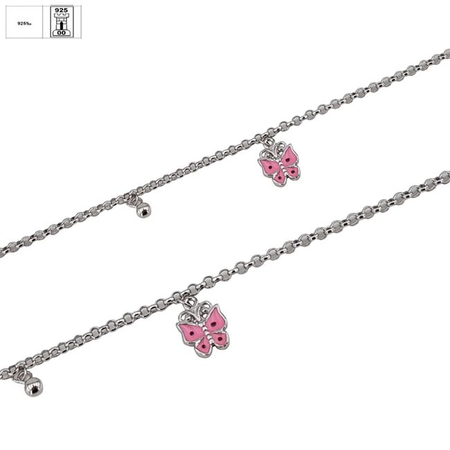 Bratara argint flturas email roz Fly