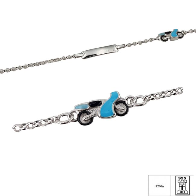 Bratara argint copii placuta cu motocicleta