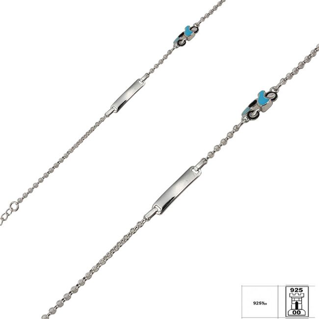 Bratara argint copii placuta cu motocicleta