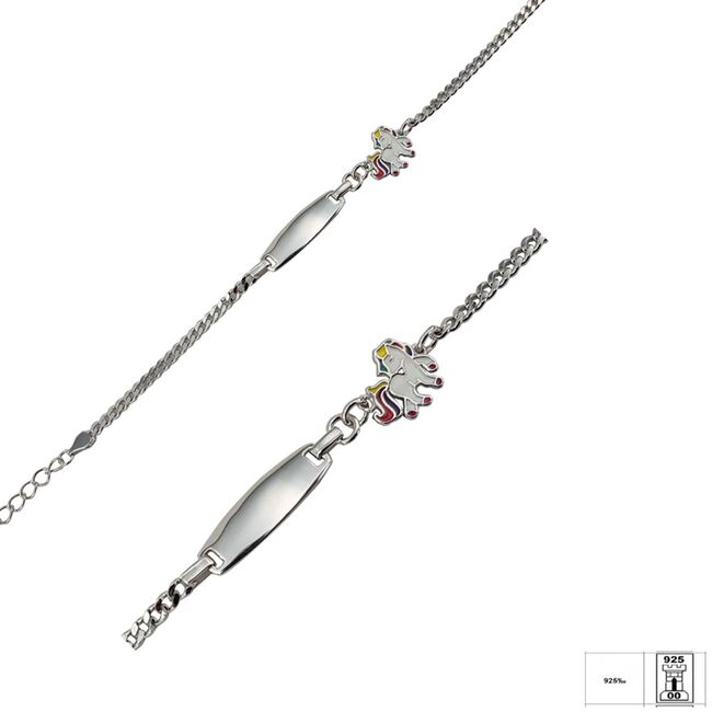 Bratara argint copii placuta cu unicorn