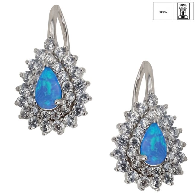 Cercei argint cu opal albastru Baina