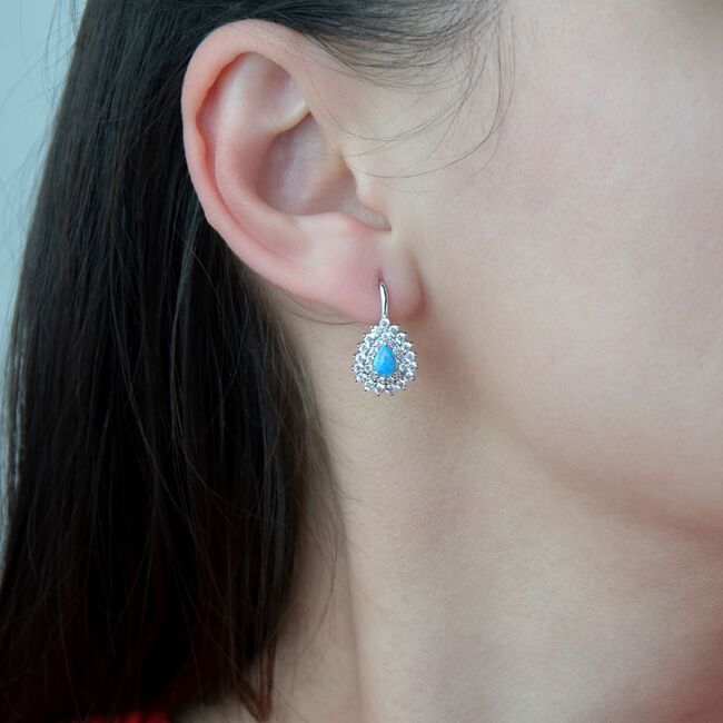 Cercei argint cu opal albastru Baina