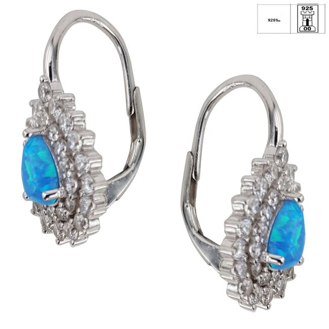 Cercei argint cu opal albastru Baina