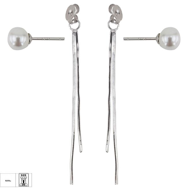 Cercei lungi argint cu perle Diane