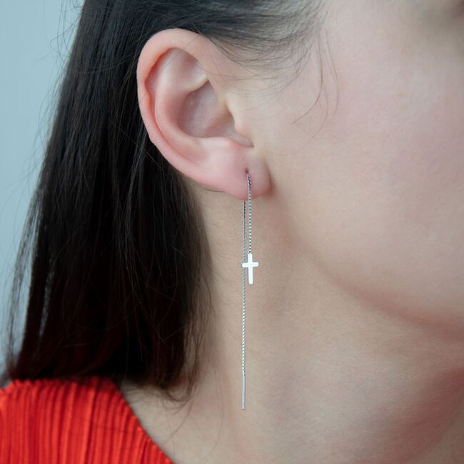 Cercei lungi argint cruce Era