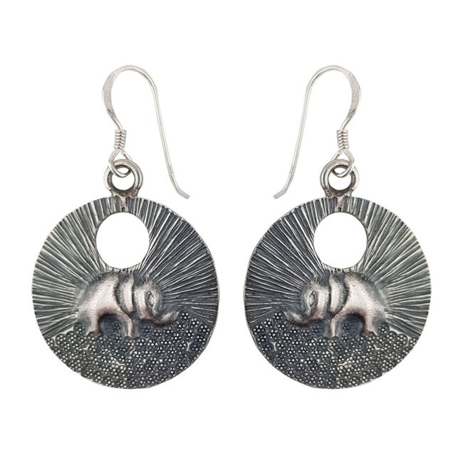 Cercei argint rotunzi elefant Mauri