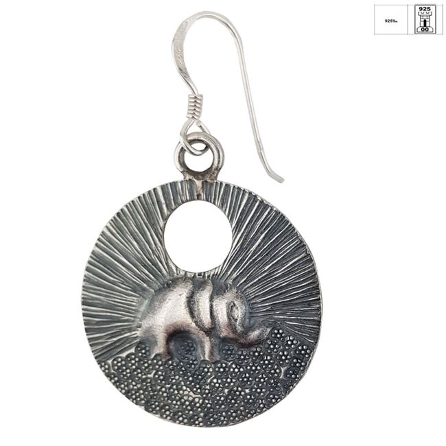 Cercei argint rotunzi elefant Mauri
