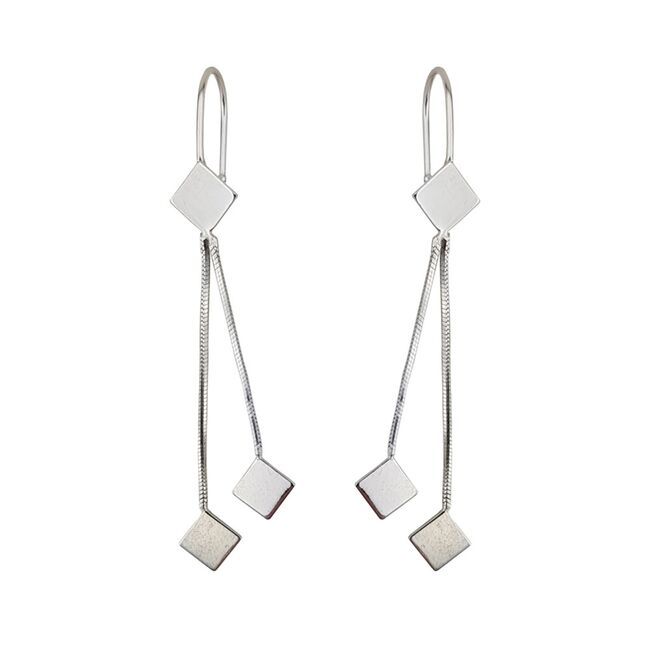 Cercei lungi argint Rombis