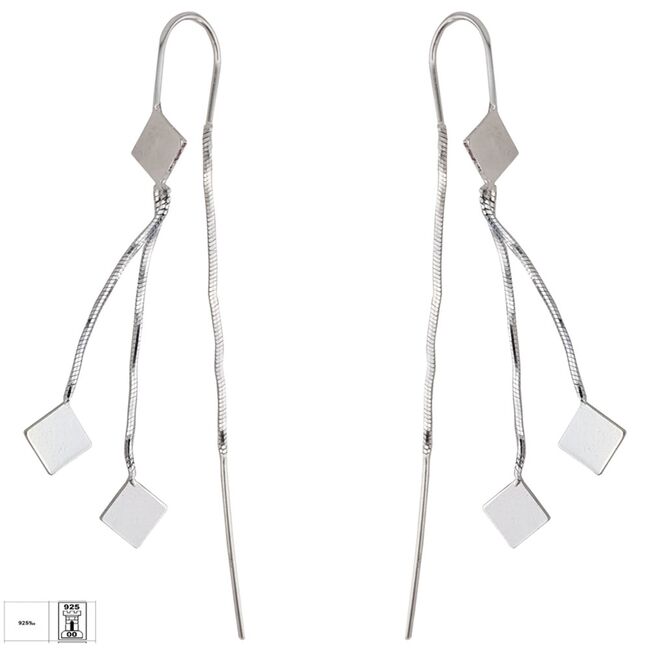 Cercei lungi argint Rombis