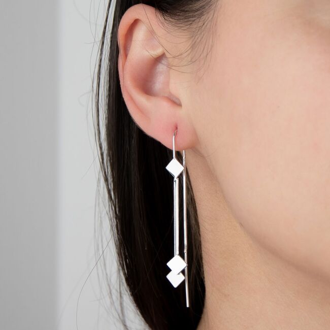 Cercei lungi argint Rombis