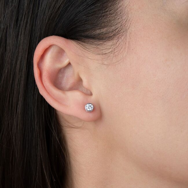 Cercei argint rotunzi cu zirconiu Solis