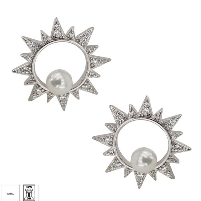 Cercei argint eleganti cu perle Sun