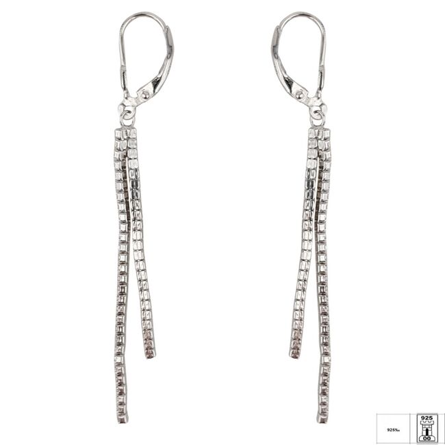 Cercei lungi argint eleganti Thia cu zirconii
