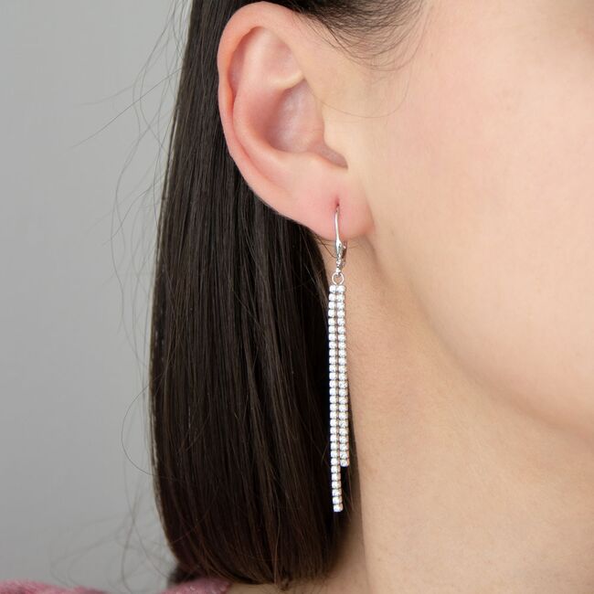 Cercei lungi argint eleganti Thia cu zirconii