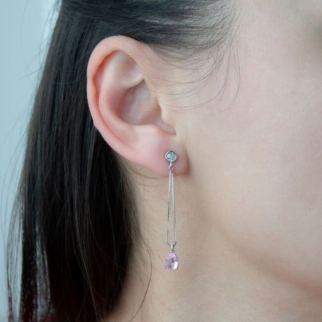 Cercei lungi argint lacrima roz Thia