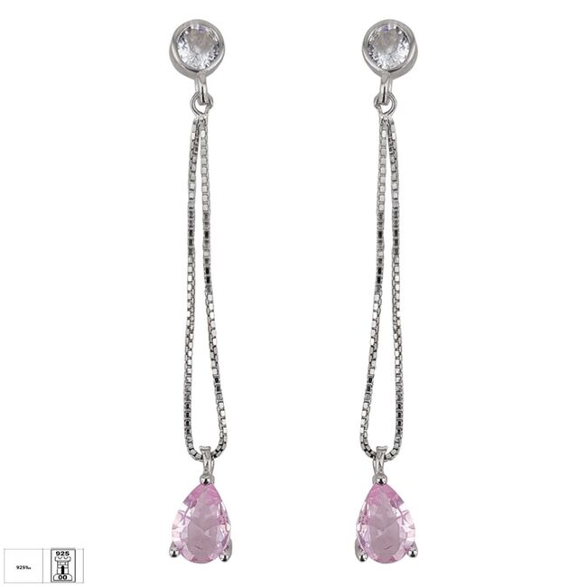 Cercei lungi argint lacrima roz Thia
