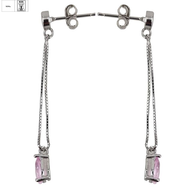 Cercei lungi argint lacrima roz Thia