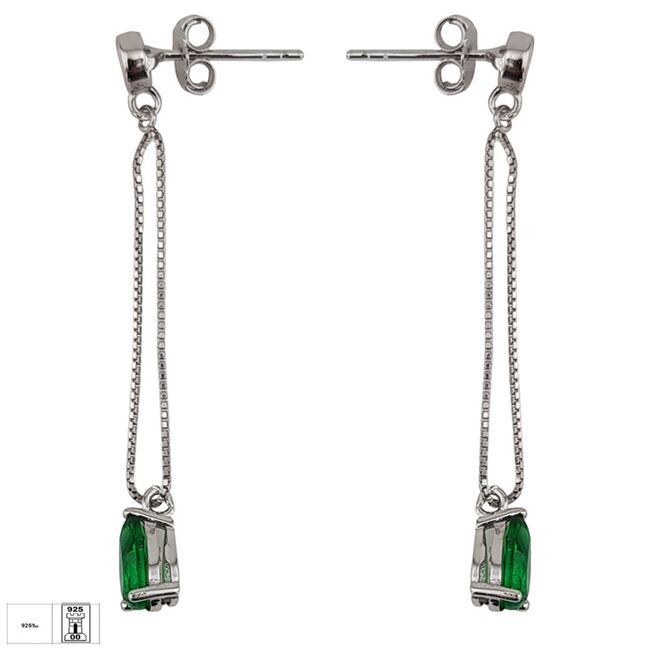 Cercei lungi argint lacrima verde Thia