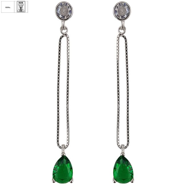 Cercei lungi argint lacrima verde Thia