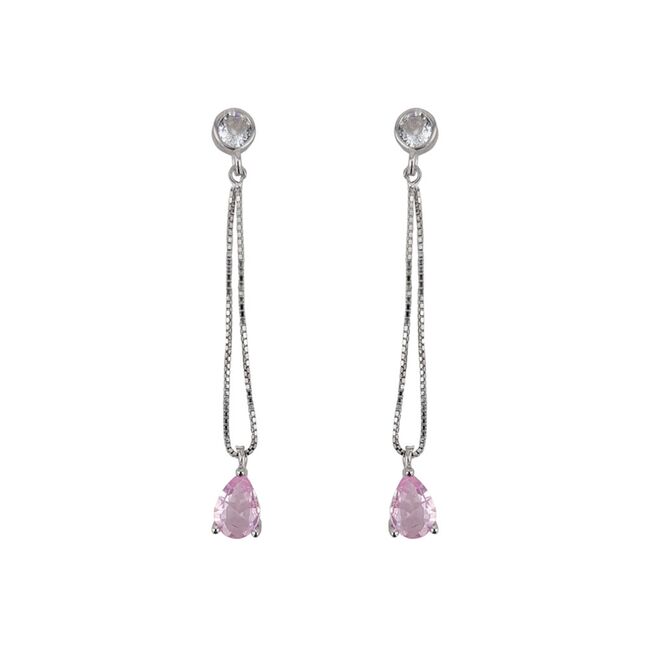 Cercei lungi argint lacrima roz Thia