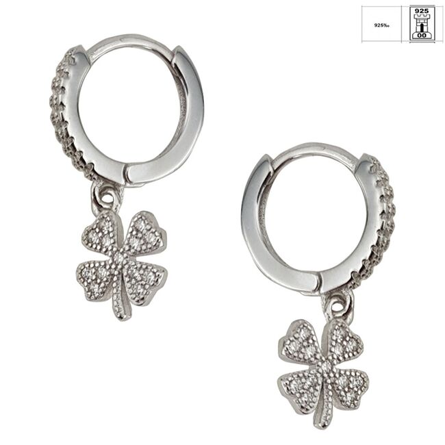 Cercei argint trifoi cu zirconiu Yonca