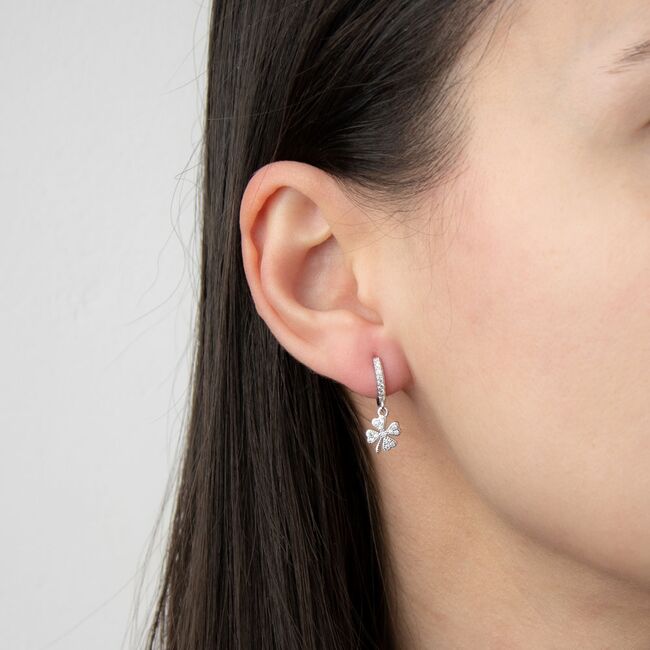 Cercei argint trifoi cu zirconiu Yonca