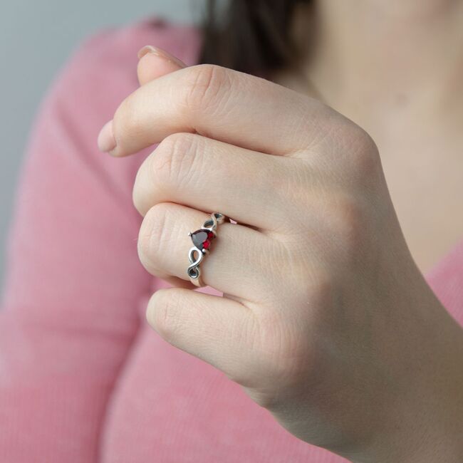 Inel argint inima rosie Infinity marimea 50