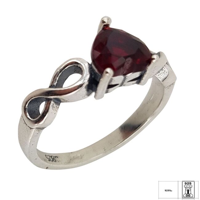 Inel argint inima rosie Infinity marimea 50