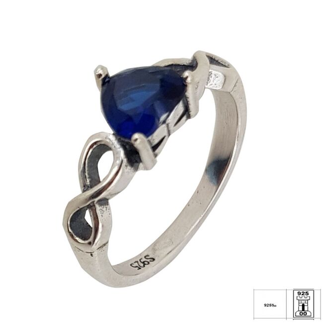 Inel argint inima albastra Infinty marimea 50