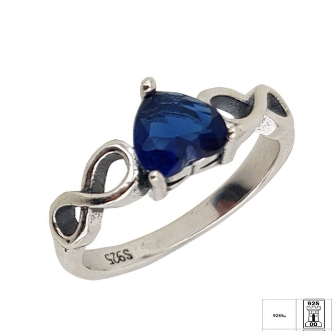 Inel argint inima albastra Infinty marimea 50