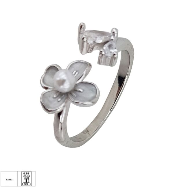 Inel argint floare reglabil Perlyna
