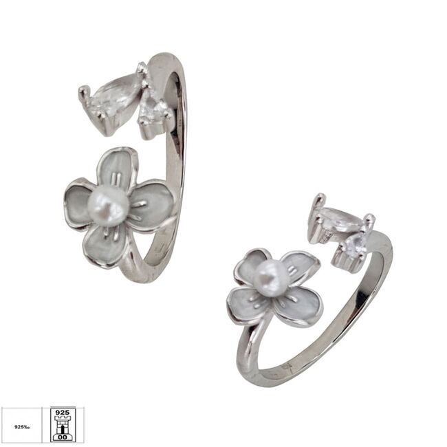 Inel argint floare reglabil Perlyna