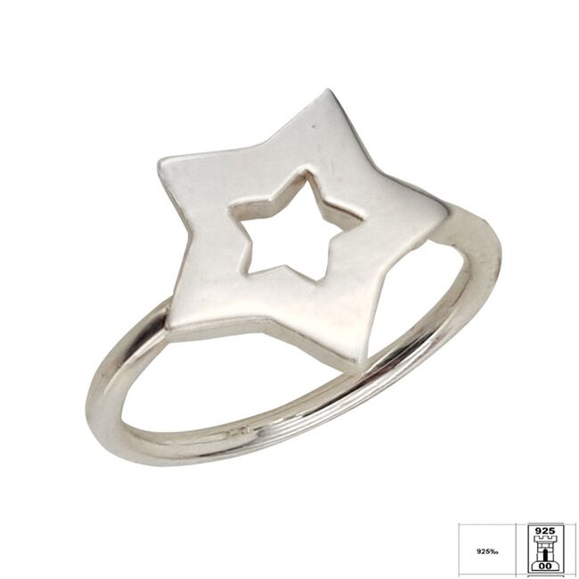 Inel argint contur stea Starry marimea 51