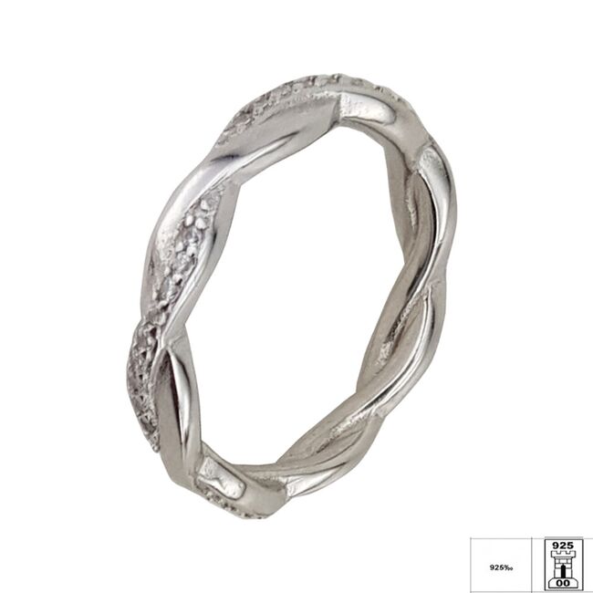 Inel argint elegant impletit Tresse marimea 50