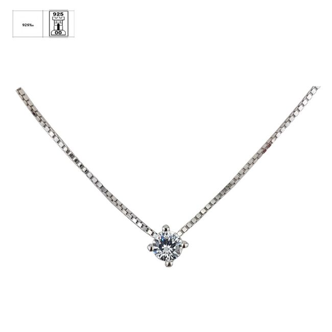 Lant argint cu pandantiv Solitaire