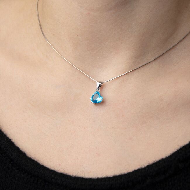 Pandantiv argint inima albastra Blue