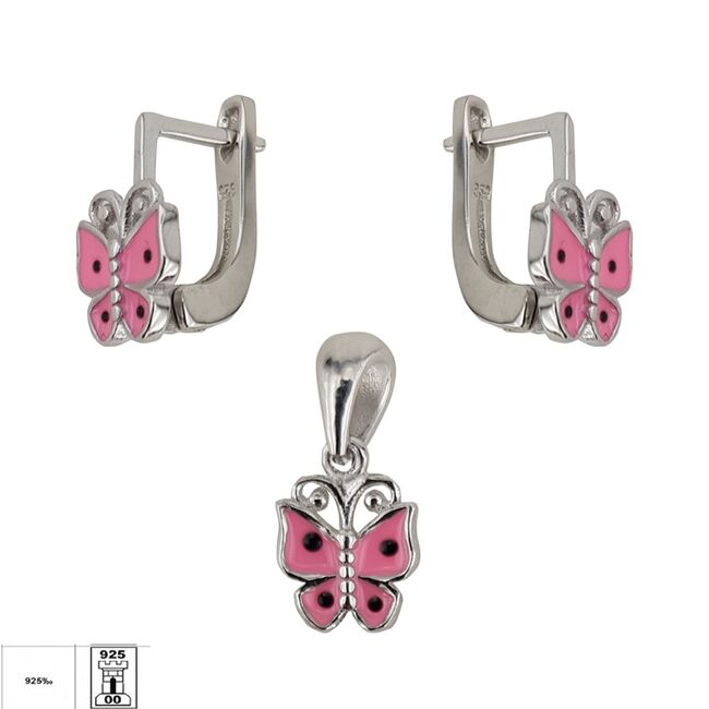 Set argint copii fluturasi cu email