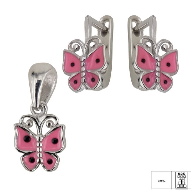 Set argint copii fluturasi cu email