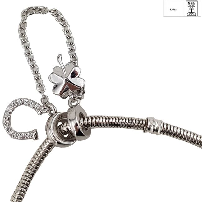 Talisman argint opritor potcoava si trifoi