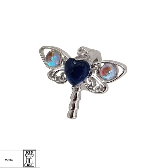 Talisman argint libelula colorata