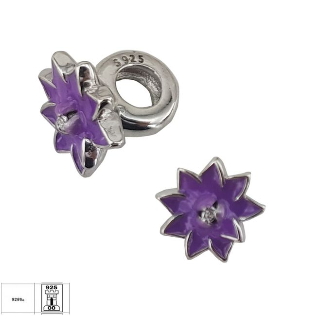 Talisman argint floare email mov