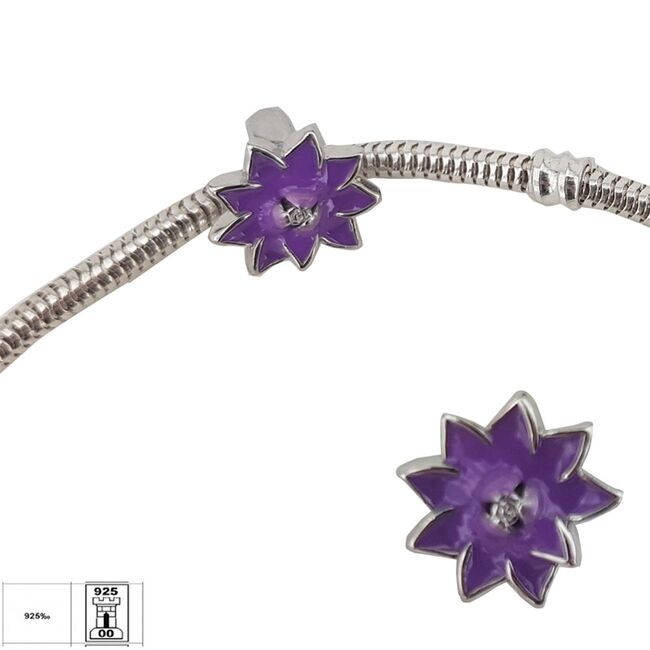 Talisman argint floare email mov