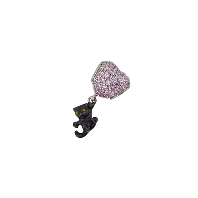 Talisman argint inima si pisicuta