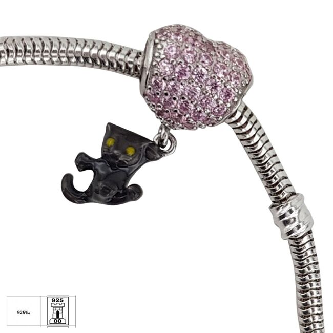 Talisman argint inima si pisicuta