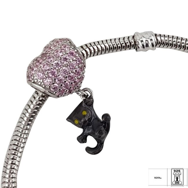 Talisman argint inima si pisicuta