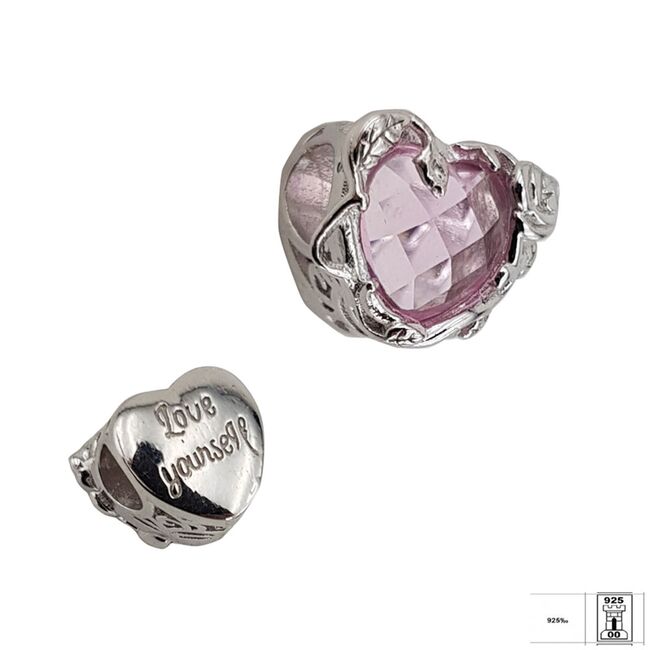 Talisman argint inima fatetata roz