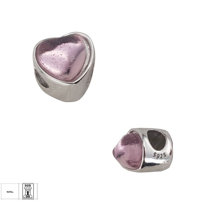 Talisman argint inimioara roz